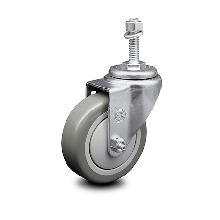 Service Caster 4 Inch Gray Polyurethane Wheel Swivel 10mm Threaded Stem Caster SCC SCC-TS20S414-PPUB-M1015